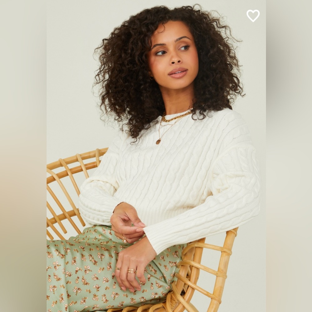 NWT Altar’d State Charlie Cropped Sweater Ivory Small
